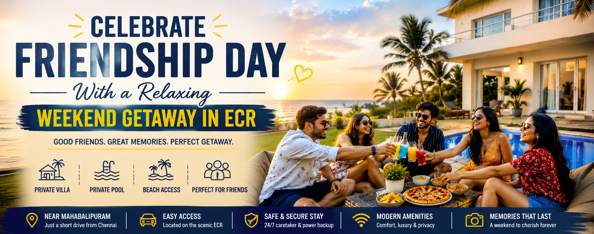 Celebrate Friendship Day with a Relaxing Weekend Getaway in ECR | Manna Villa